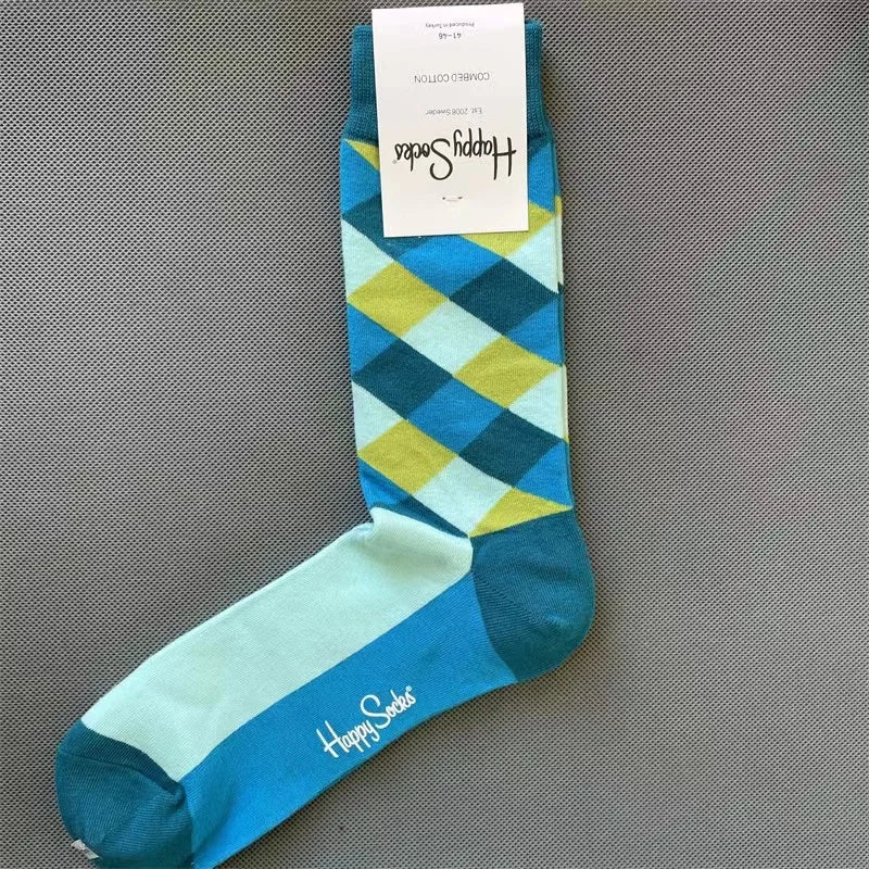 Diamond Check Happy Socks für Herren – Geometrische Sportsocken aus Baumwolle (Größe 41–46)