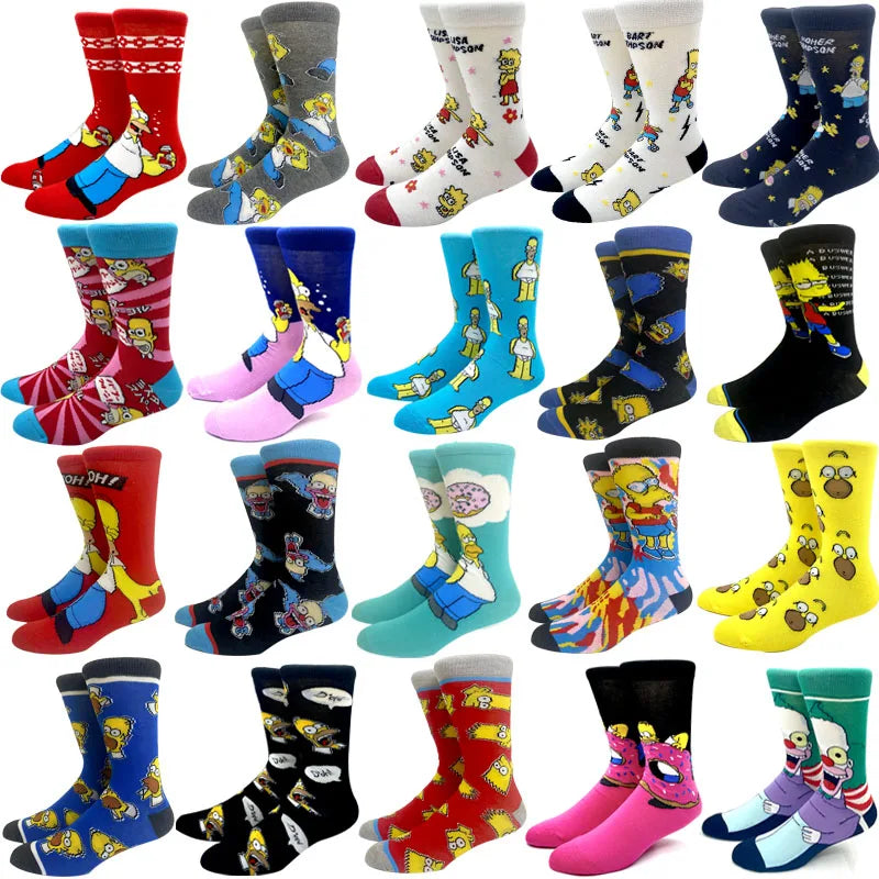 Die Simpsons Harajuku-Socken – Cartoon-Persönlichkeit, Baumwoll-Mittelschlauch, Unisex