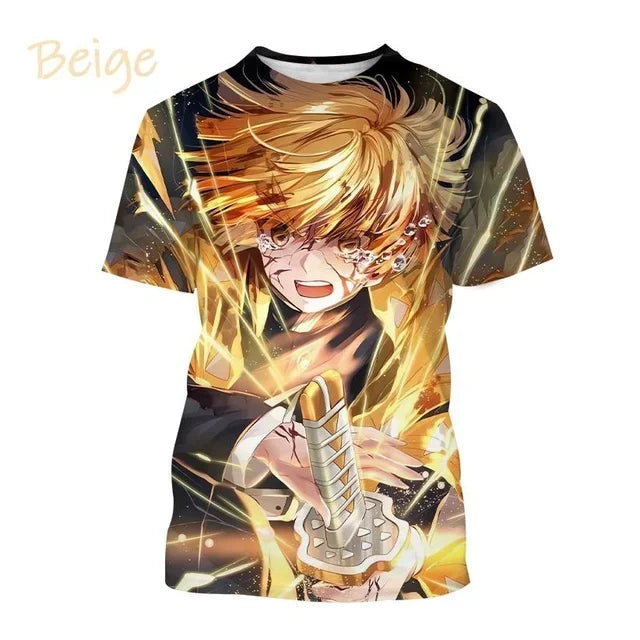 Demon Slayer 3D Print T-Shirt New Anime Fashion Harajuku Casual Street Tee