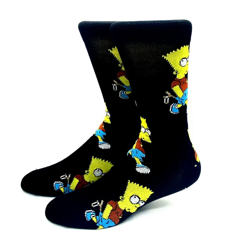 1 Pair The Simpsons Harajuku Socks – Cartoon Middle Tube Cotton for Men & Women