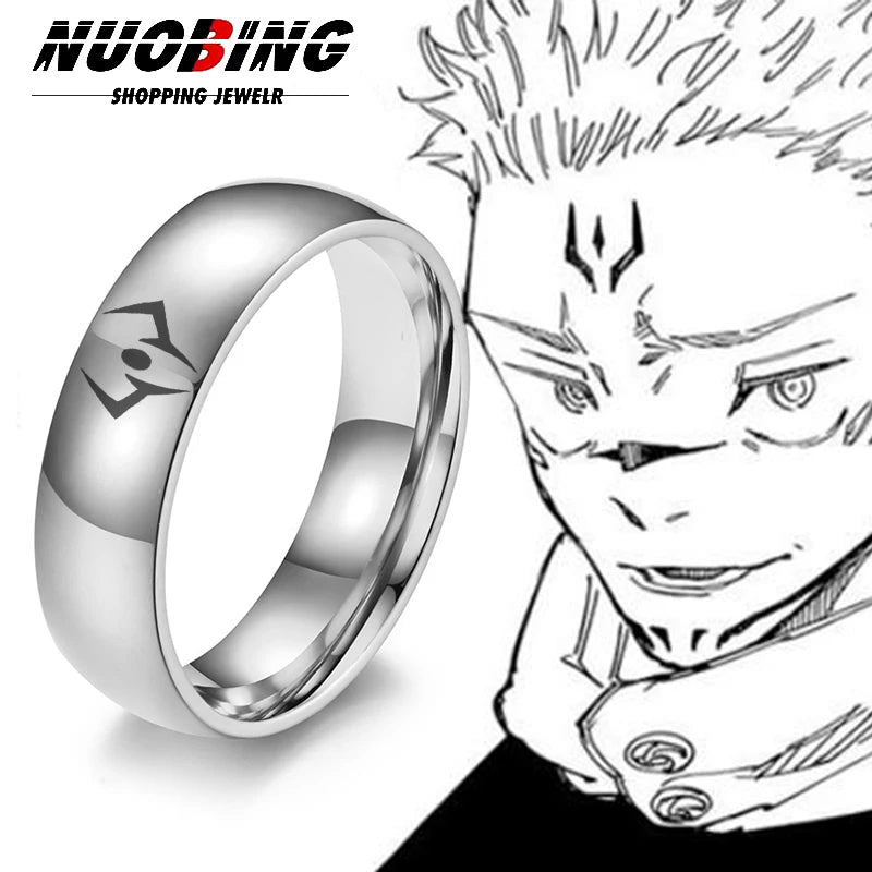 Jujutsu Kaisen Ryomen Sukuna Ring – Zweiseitiger Edelstahl Unisex Cosplay Schmuck Requisite & Geschenk
