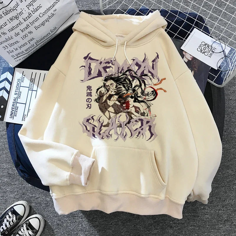 Kimetsu No Yaiba Sweatshirt – Anime Demon Slayer Hoodie mit Tanjiro & Nezuko, Harajuku Kawaii Style