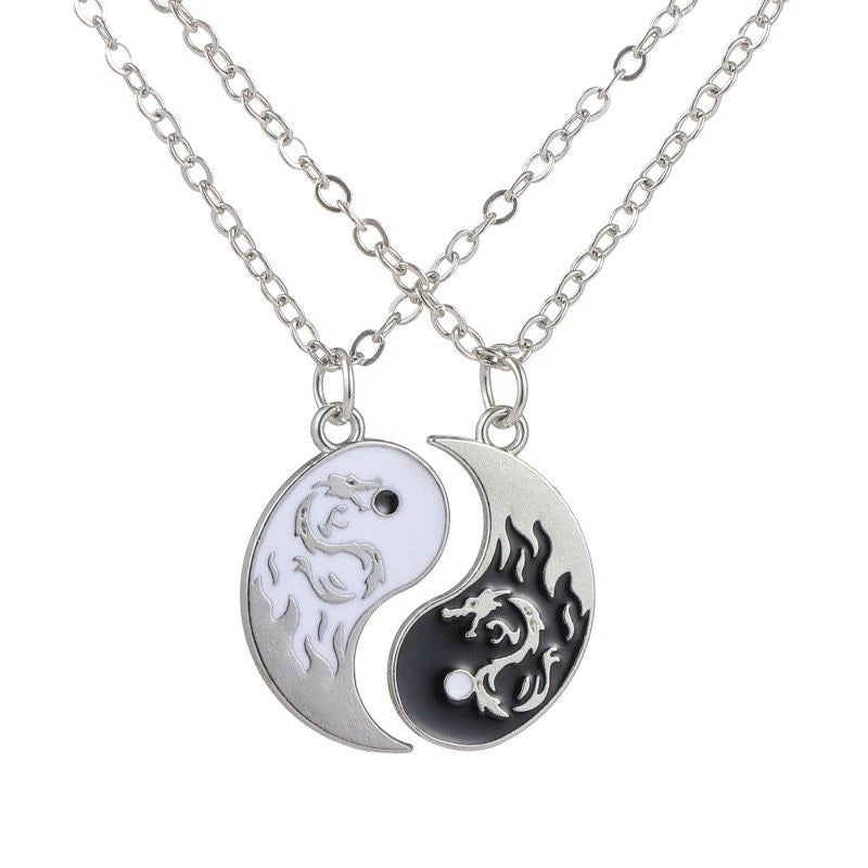 Modisches Drachen-Yin-Yang-Armband – verstellbare Tai-Chi-Paar-Halskette für Freund und Freundin, Geschenk zum Valentinstag