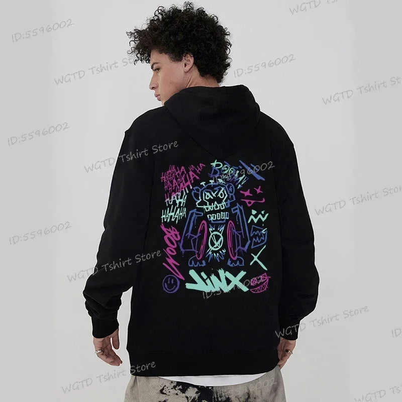 Arcane Jinx Anime Hoodie – Lässiger Pullover für Männer und Frauen, Streetwear für Spieleliebhaber und Fans