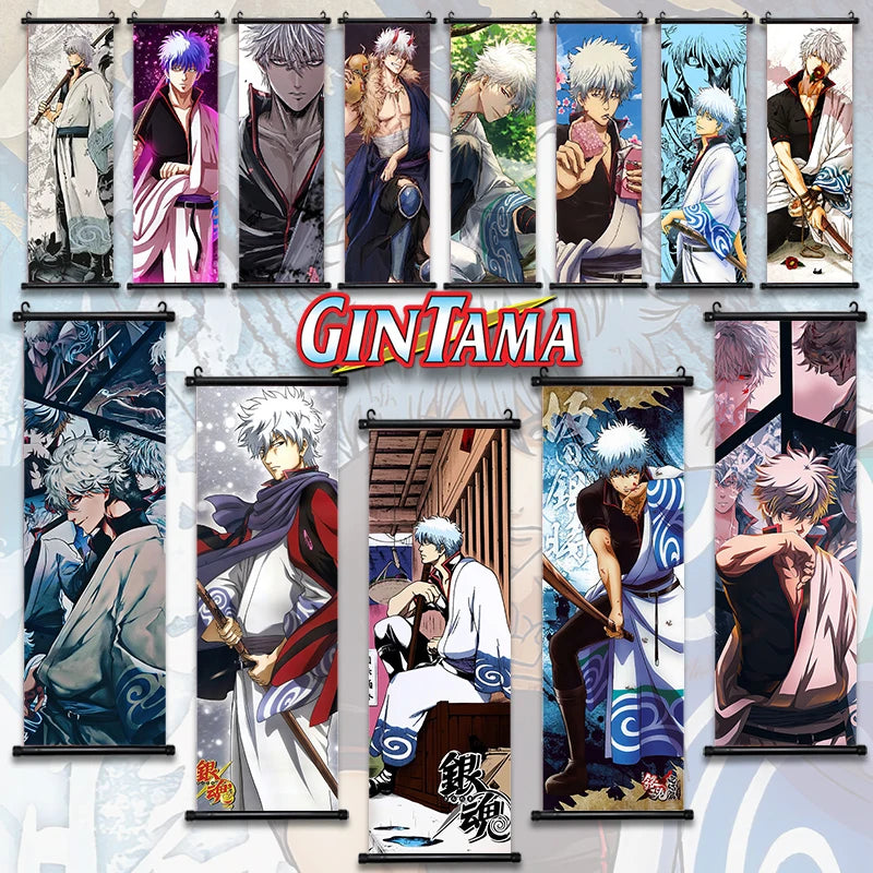 Gintama Gintoki Hanging Scroll Canvas Wall Painting Home Decor Anime Poster Wall Art