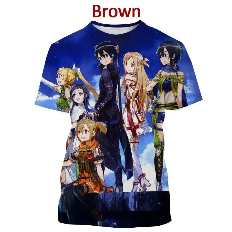 T-shirt Kirito & Asuna Sword Art Online Haut décontracté à manches courtes