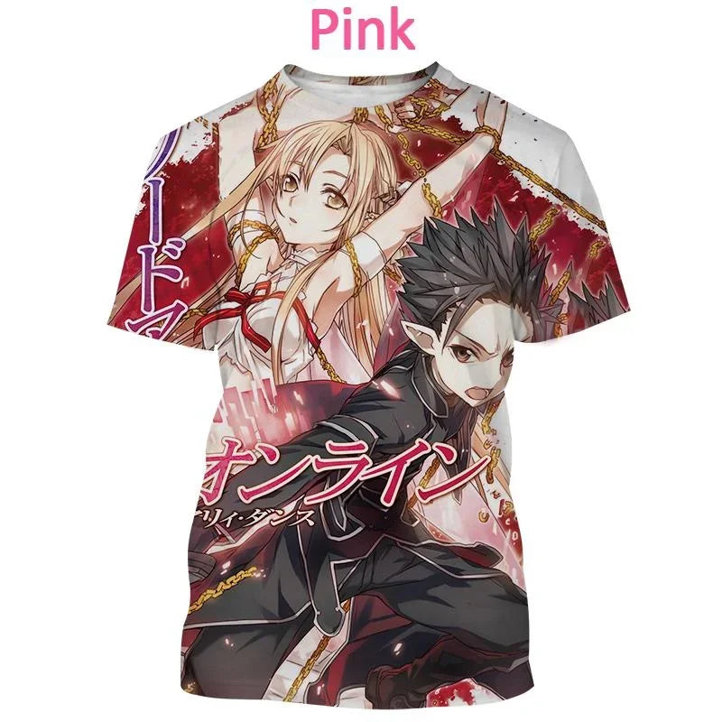 T-shirt Kirito & Asuna Sword Art Online Haut décontracté à manches courtes