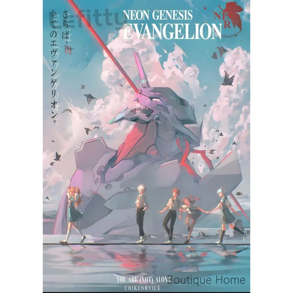 Anime N-Neon G-Genesis E-Evangelions Cooles Poster, klebrige Wandkunst, wasserdichte Heimdekoration