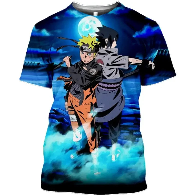 Naruto & Sasuke 3D Print T-Shirt Anime Short Sleeve