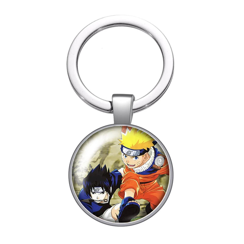 MINISO Naruto Anime Uzumaki Kakashi Uchiha Foto Glas Cabochon Schlüsselanhänger Tasche Auto Schlüsselanhänger Ringhalter