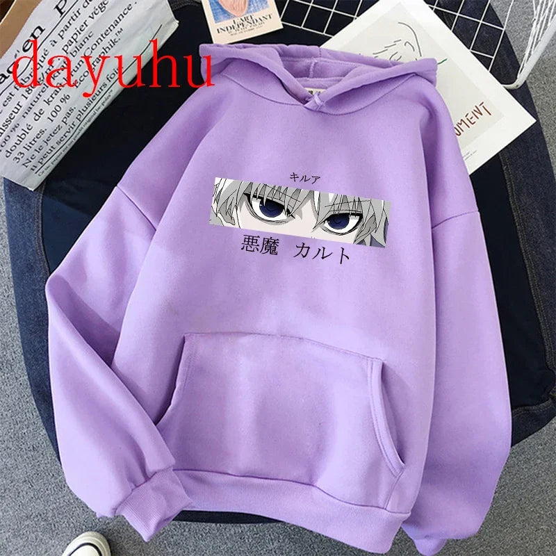 90er Hunter X Hunter Killua Zoldyck Teufelsauge Hoodie – Unisex Streetwear Sweatshirt, Kawaii Hisoka Manga Hoody