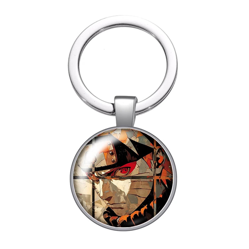 MINISO Naruto Anime Uzumaki Kakashi Uchiha Foto Glas Cabochon Schlüsselanhänger Tasche Auto Schlüsselanhänger Ringhalter