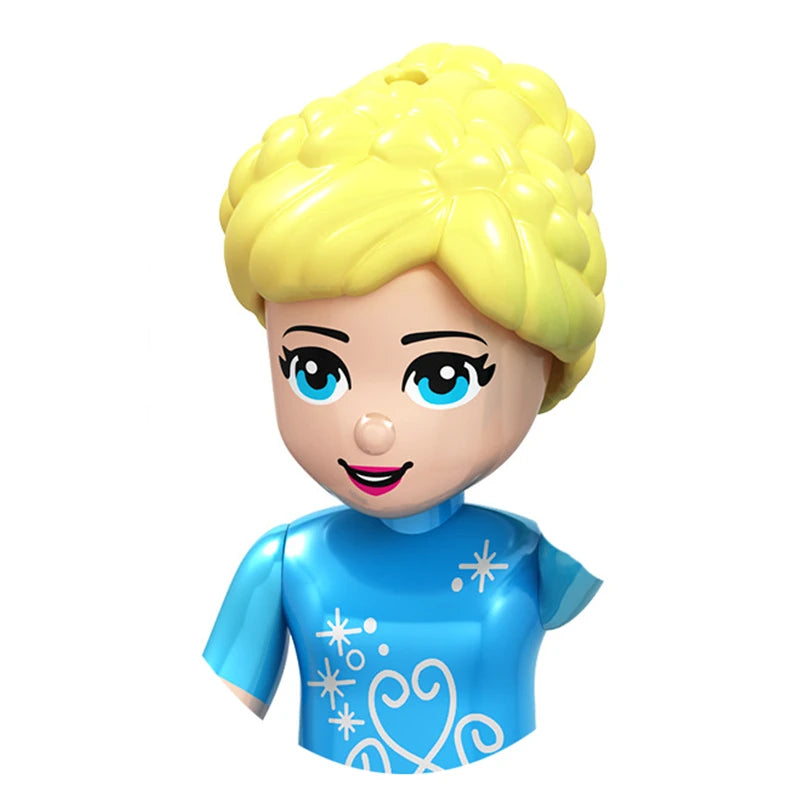Modèles de mini briques de princesse animée – Belles figurines de filles et blocs de construction sur le thème de la neige pour enfants