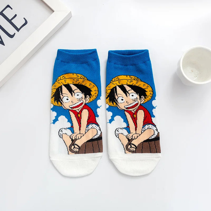 Chaussettes courtes Anime One Luffy Chopper en coton coloré et fin