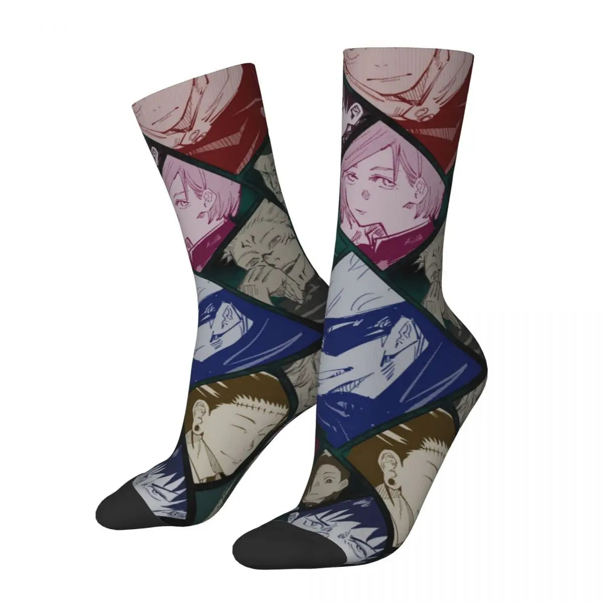 Retro Jujutsu Kaisen Sportsocken – Niedliche Gojo Sensei Polyester-Mittelröhre, Unisex & Schweißabsorbierend