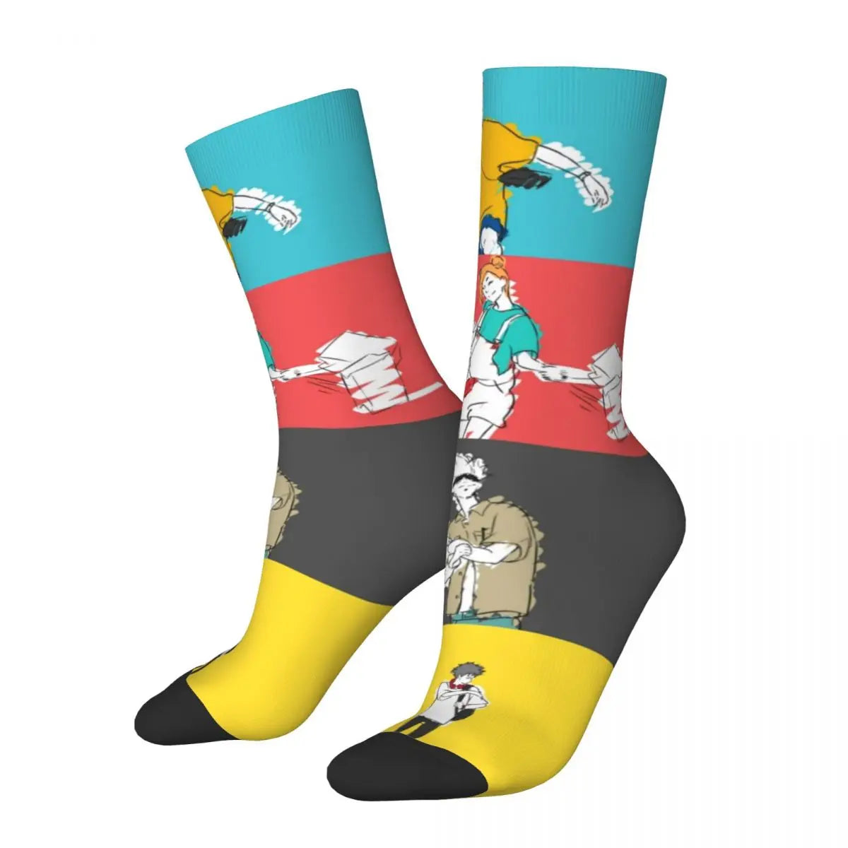 Retro Jujutsu Kaisen Sportsocken – Niedliche Gojo Sensei Polyester-Mittelröhre, Unisex & Schweißabsorbierend