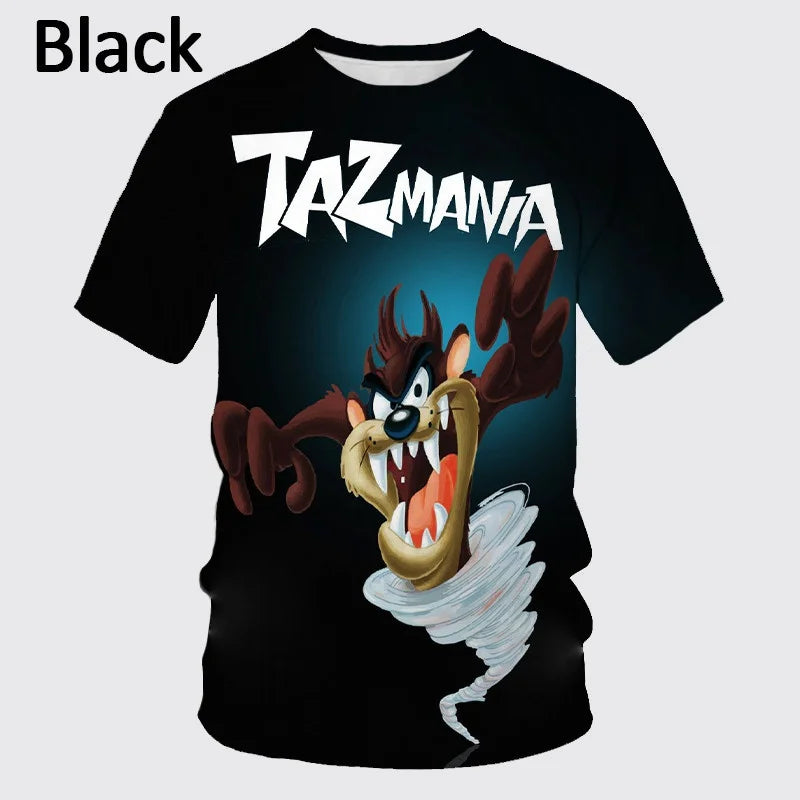 T-shirt classique à col rond avec motif de dessin animé 3D