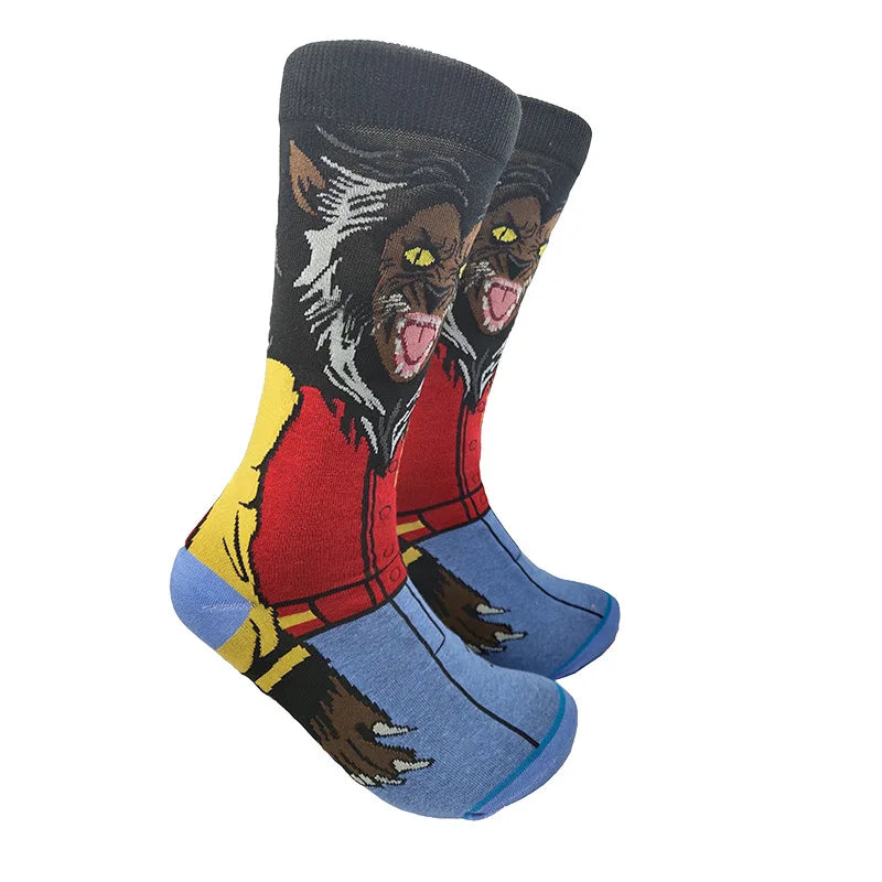 Modische Anime-Socken für Herren – Lustiger Hip-Hop-Stil mit hochwertigen Näh- und Cartoon-Mustern