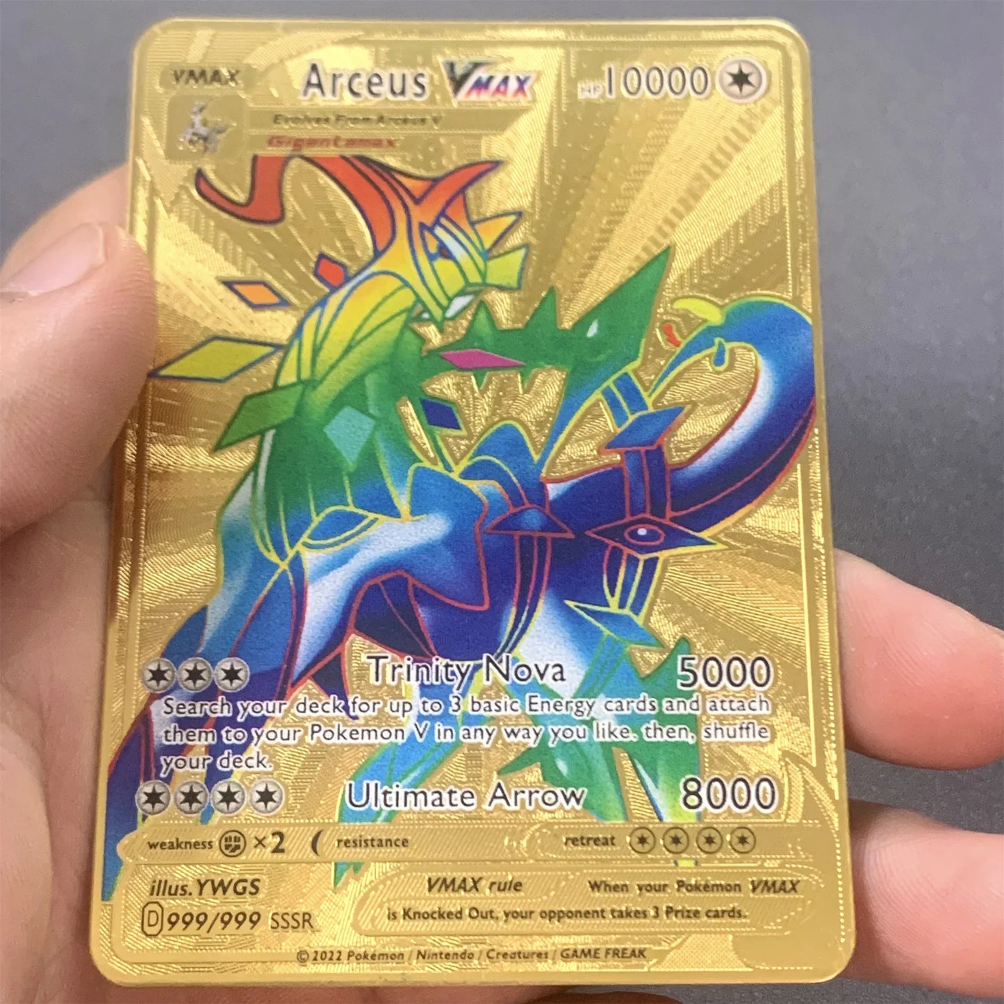 Pokemon Metall Karte 10000 Punkte Arceus Charizard Raichu Super Karte Goldene Englisch Anime Sammlung Karten