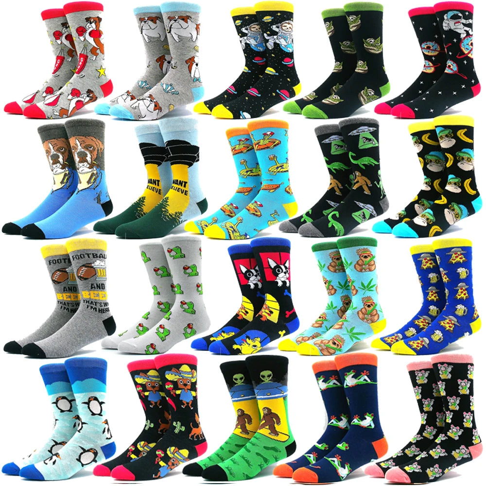 Lustige Alien- und Dinosauriersocken aus Baumwolle – Crazy Shark & Planet Designs