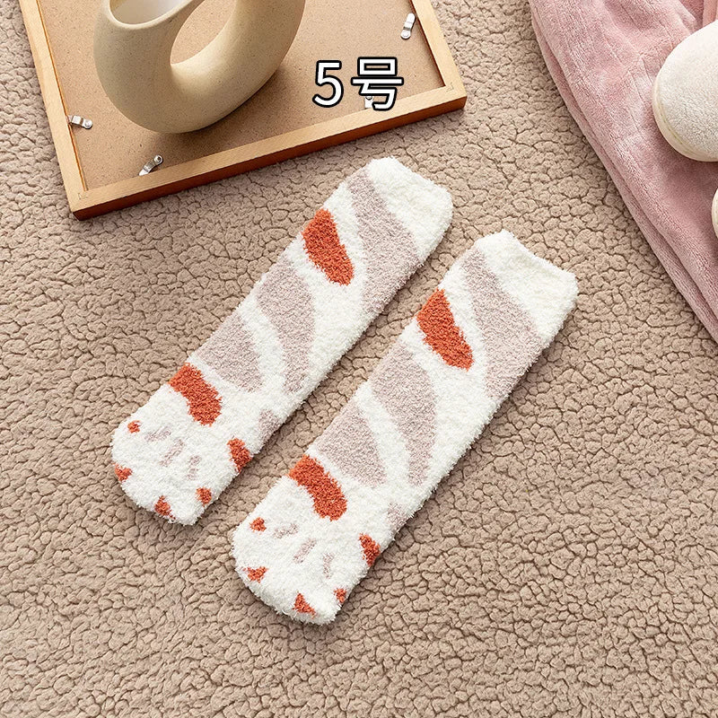 Korallensamt-Katzenkrallensocken – Verdickte Mitte