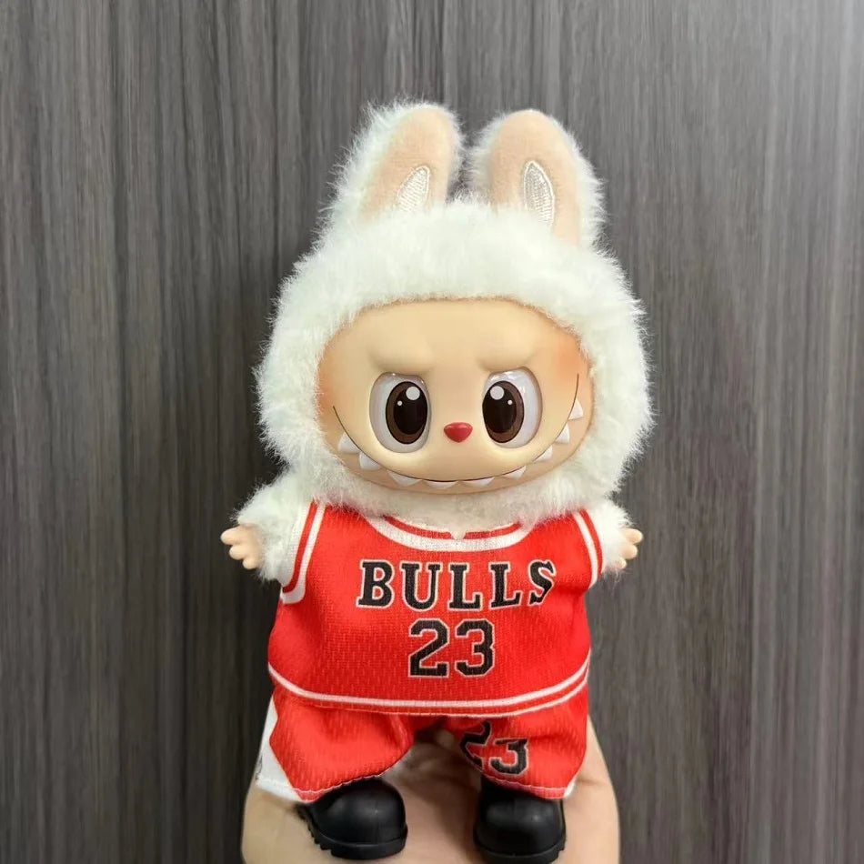 Anime Labubu Puppe Kleidung Fußball Basketball Trikots Labubu Idol V1 V2 Puppen Kleidung Zubehör 15/17 cm Plüsch Puppe Universal