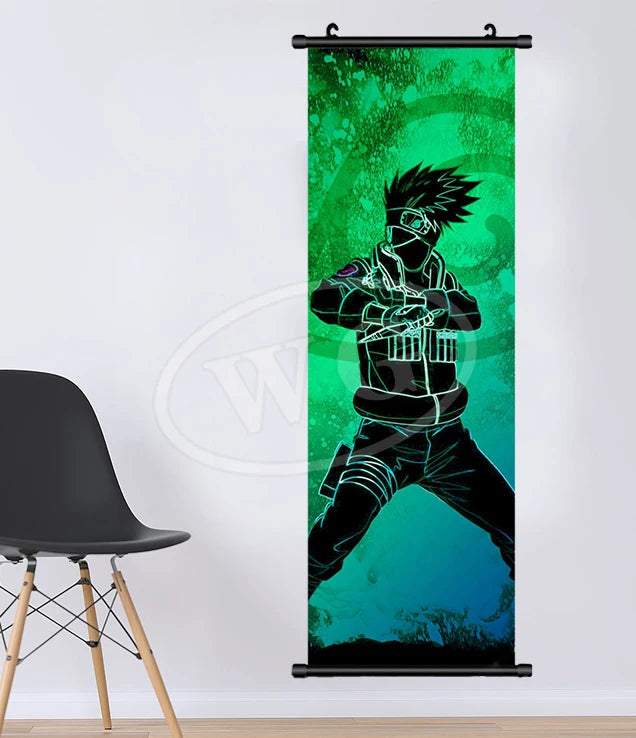 Bandai Anime Canvas Naruto Painting Kakashi Picture Hanging Scrolls Home Decor Wall Artwork