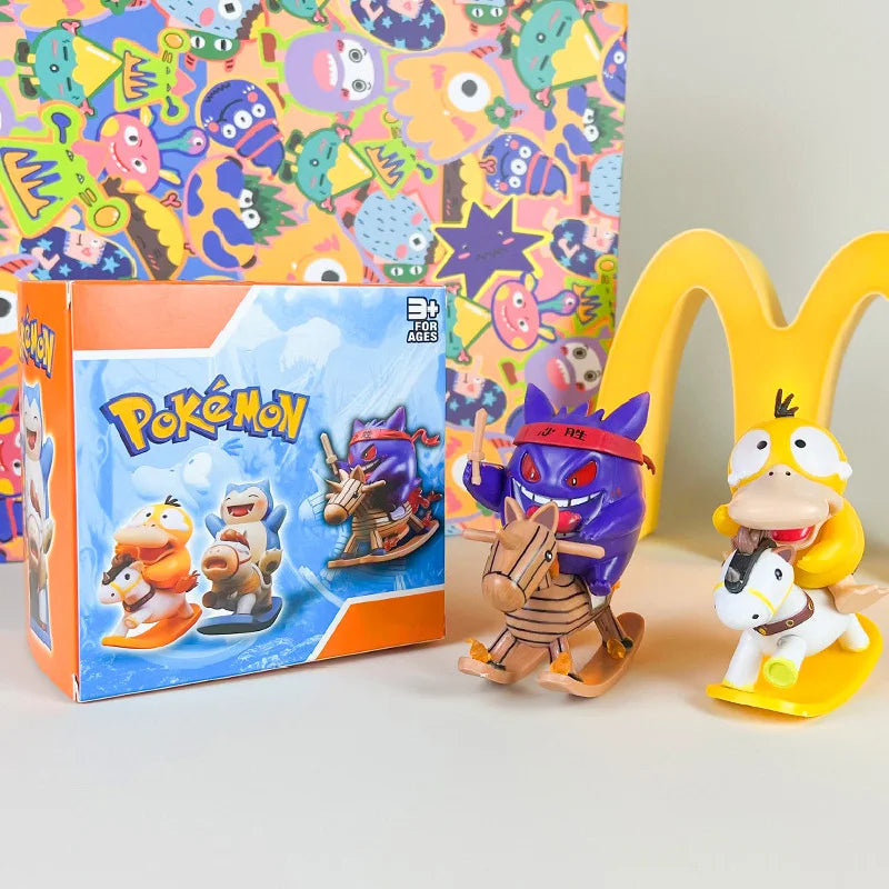 Pokemon Schaukelpferd Figuren – Kawaii Enton & Gengar Autozubehör & süße Zimmerdekoration Spielzeug Geschenk