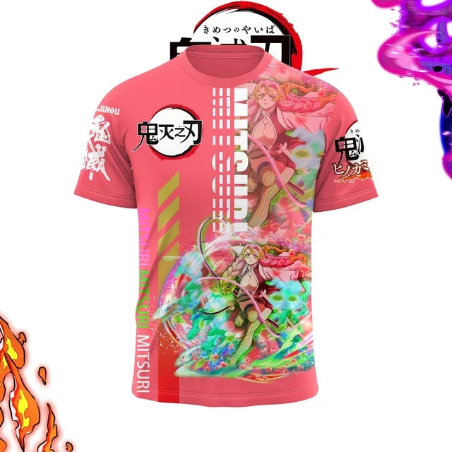 Demon Killer 3D Printed Unisex Short Sleeve T-Shirt Japanese Anime Street Fashion Breathable Top for Men