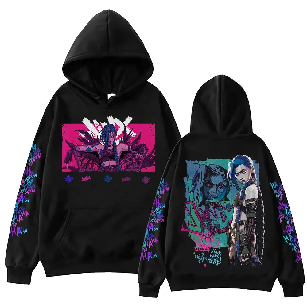 Heißer Anime Jinx Arcane Hoodie – Harajuku Hip Hop Pullover Sweatshirt, Geschenk für beliebte Musikfans