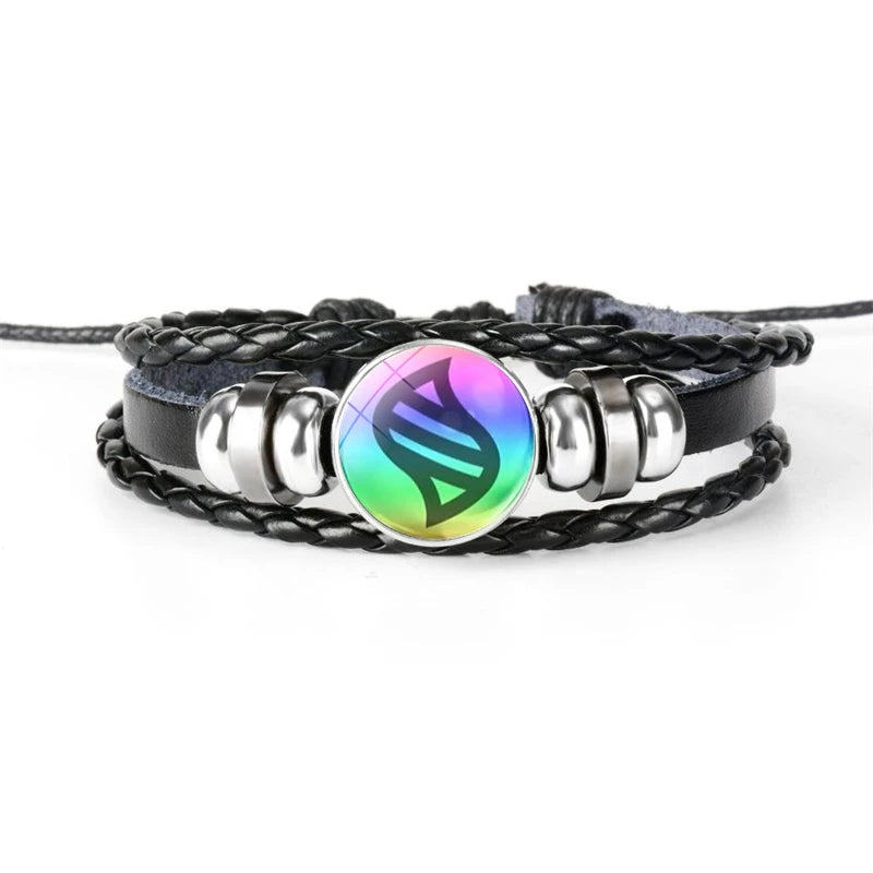 Japanisches Anime-Armband mit riesigem Taschenmonster aus Stein – rundes Glasdesign, Lederschmuck für Damen und Kinder