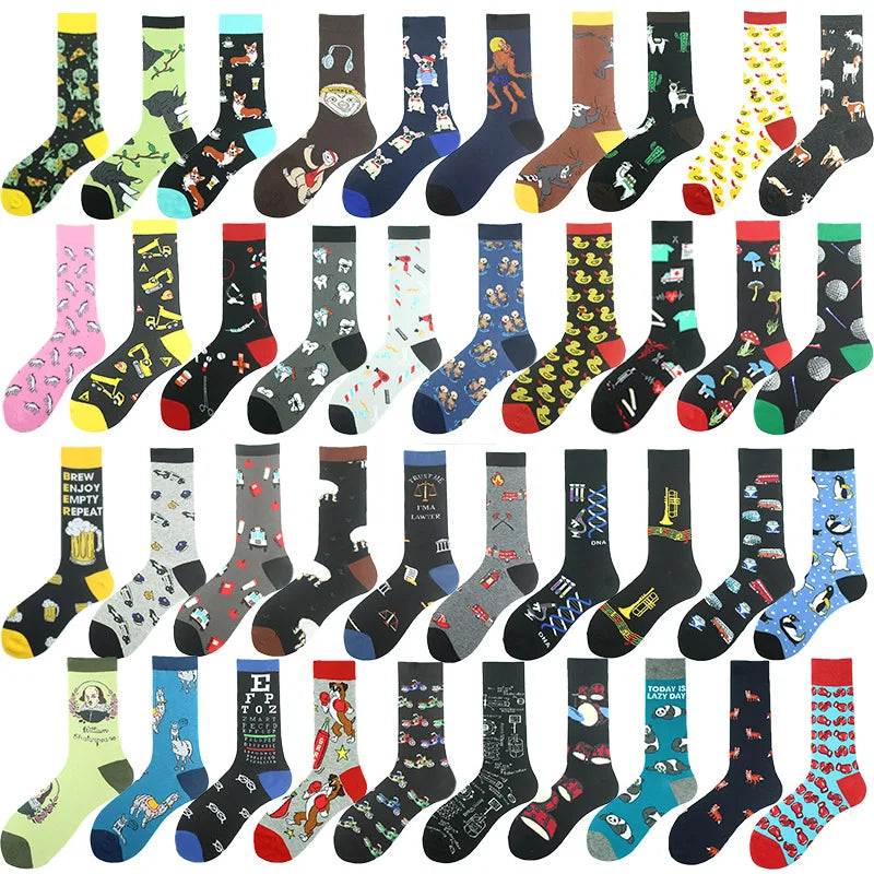 Fröhliche, lustige Unisex-Socken – Medizinische Zähne und Schafmuster, Hip-Hop-Skateboard-Stil