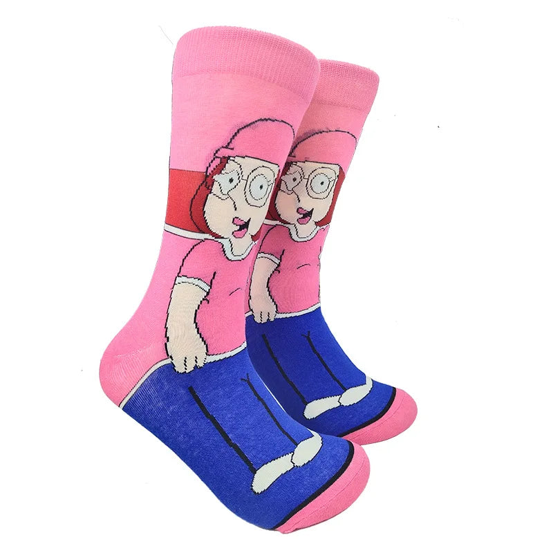 Modische Anime-Socken für Herren – Lustiger Hip-Hop-Stil mit hochwertigen Näh- und Cartoon-Mustern