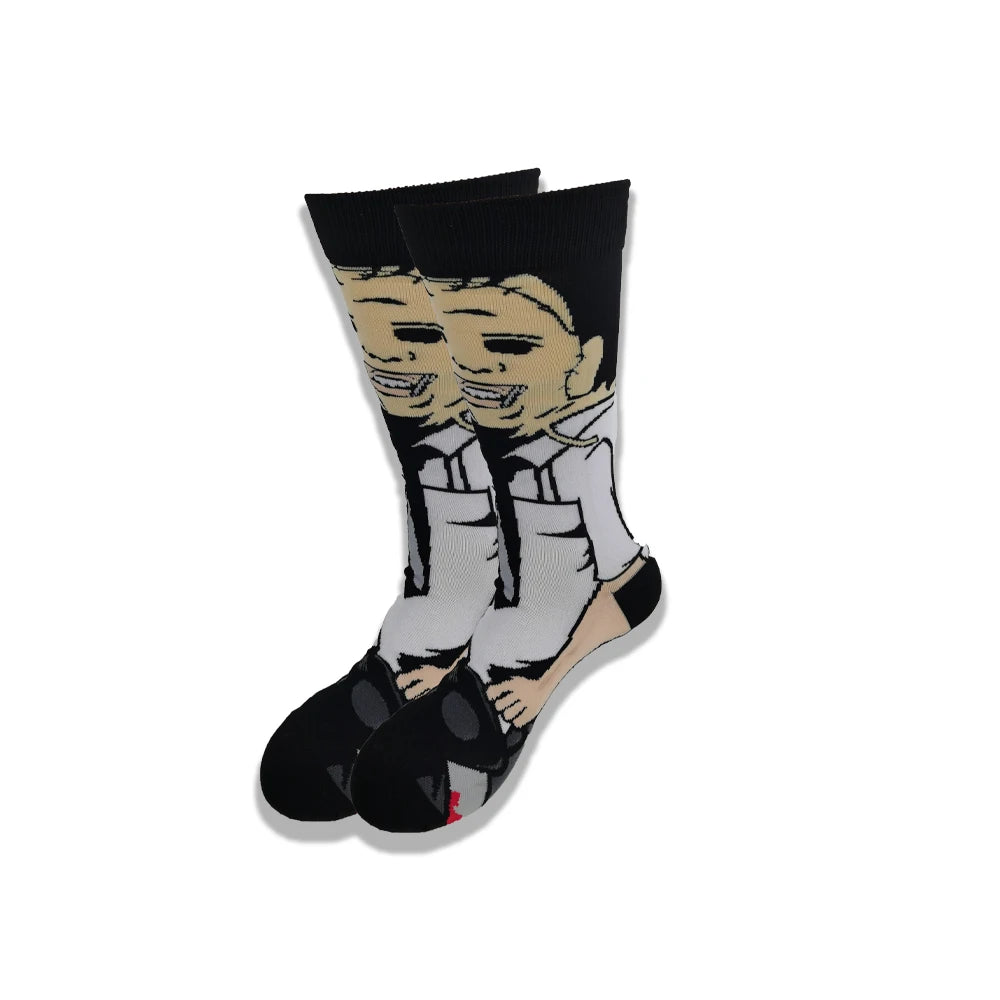 Lustige Socken mit Cartoon-Anime-Print – Personalisierter atmungsaktiver Baumwoll-Hip-Hop-Stil für Männer und Frauen