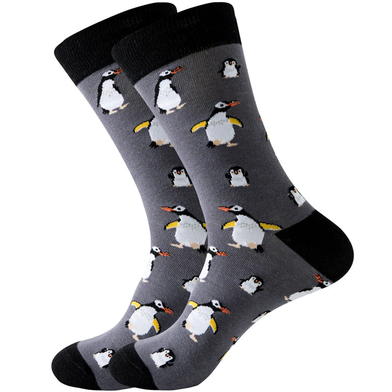 Neuartige Baumwollsocken mit Cartoon-Motiv für Herren 2023 Boxing Dollars Schachbretter Tier Große Größe Lange Socken