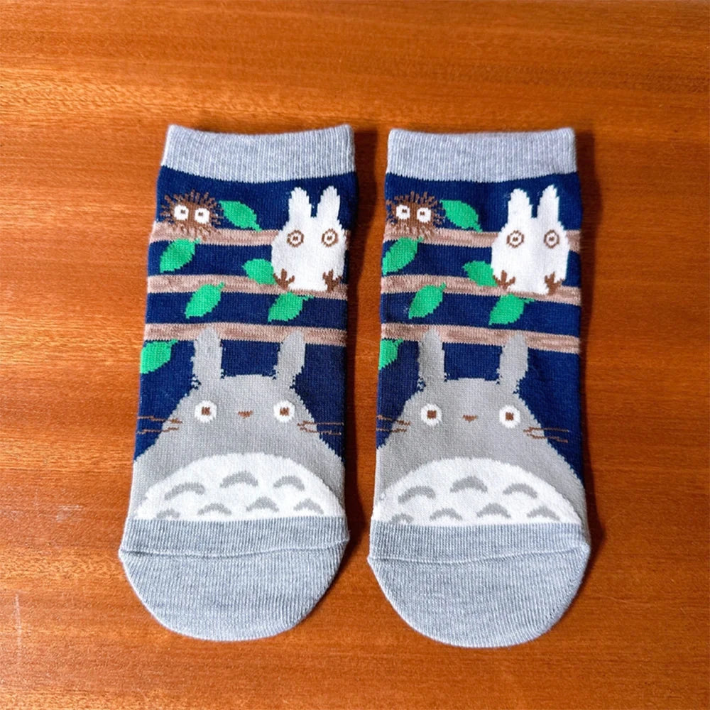 Anime Big Cat & Calcifer Socken – Halbtransparentes Cartoon-Design