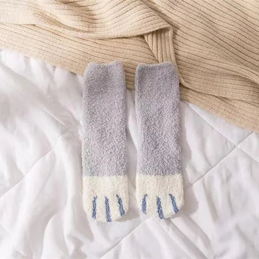 Korallensamt-Katzenkrallensocken – Verdickte Mitte