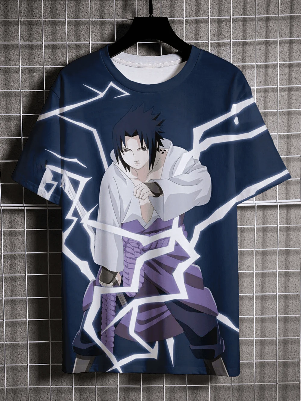 T-shirt imprimé 3D Naruto Uchiha Sasuke pour homme, style hip-hop surdimensionné