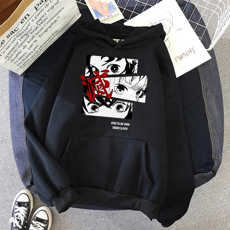 Kimetsu No Yaiba Sweatshirt – Anime Demon Slayer Hoodie mit Tanjiro & Nezuko, Harajuku Kawaii Style