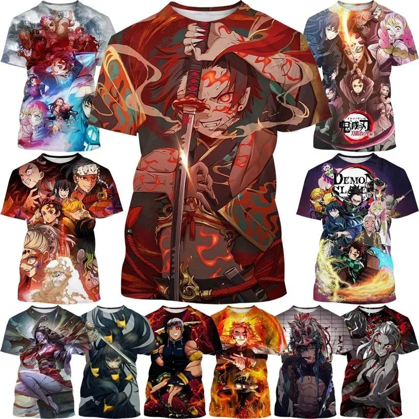 Demon Slayer 3D Print T-Shirt New Anime Fashion Harajuku Casual Street Tee