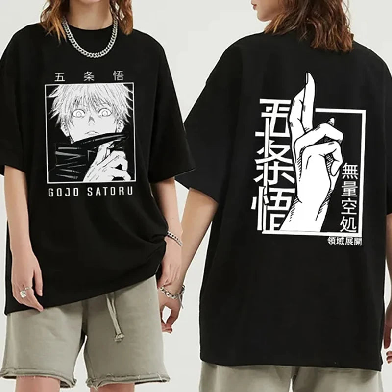 Anime Gojo Satoru Printed T-Shirt Loose Fit Y2K Harajuku Top