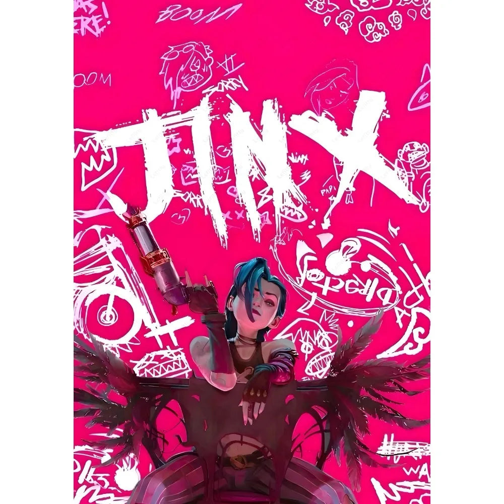 Cartoon Anime Game Arcane J-Jinx Main Art Poster Sticky Wall Art Printing Waterproof Home Decor