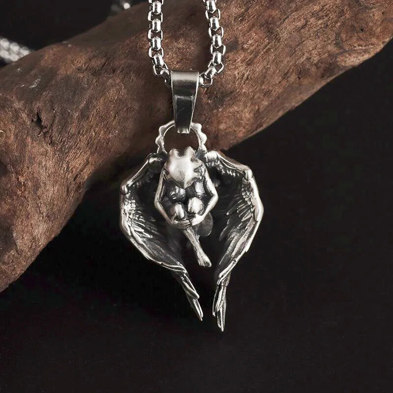 Versilberte Halskette mit Anime-Mecha-Girl-Anhänger – trendiger Hip-Hop-Rock-Punk-Schmuck für Männer und Frauen | Geschenkidee