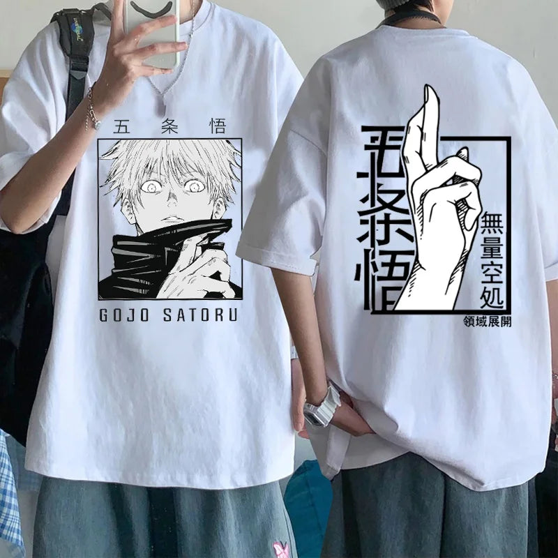 Anime Gojo Satoru Printed T-Shirt Loose Fit Y2K Harajuku Top