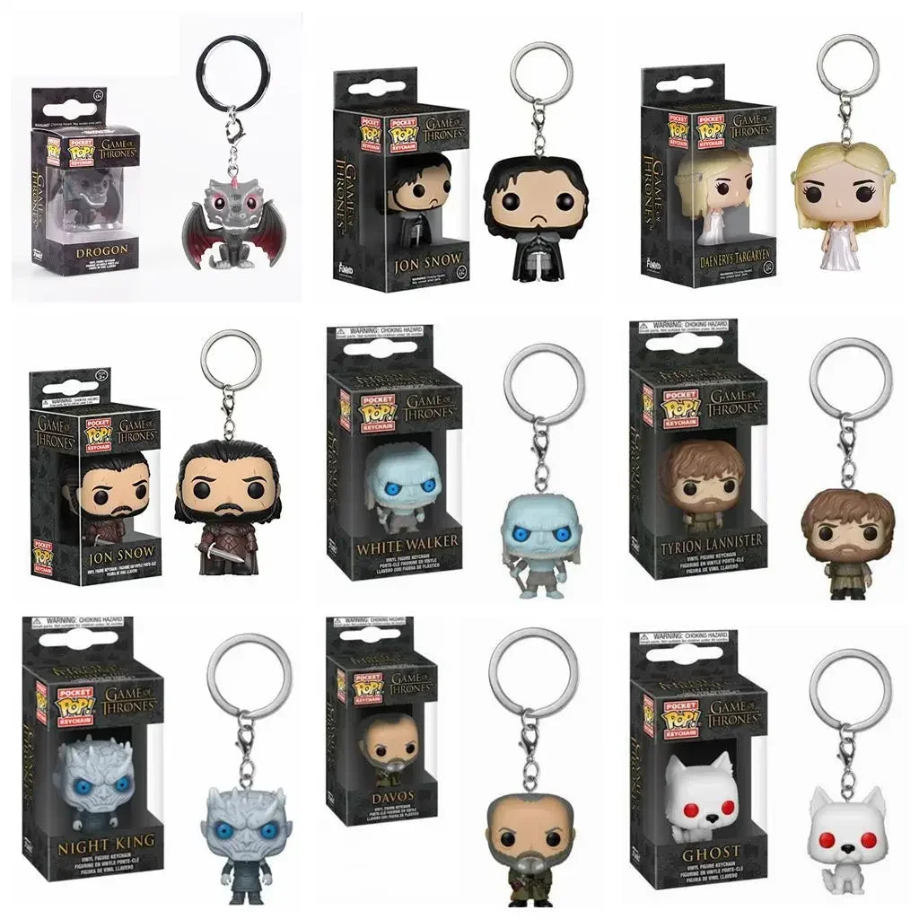 FUNKO pop Film TV Jeu de Jon Snow Daenerys Davos Ghost Night King Porte-clés Figure Modèle Jouets à collectionner
