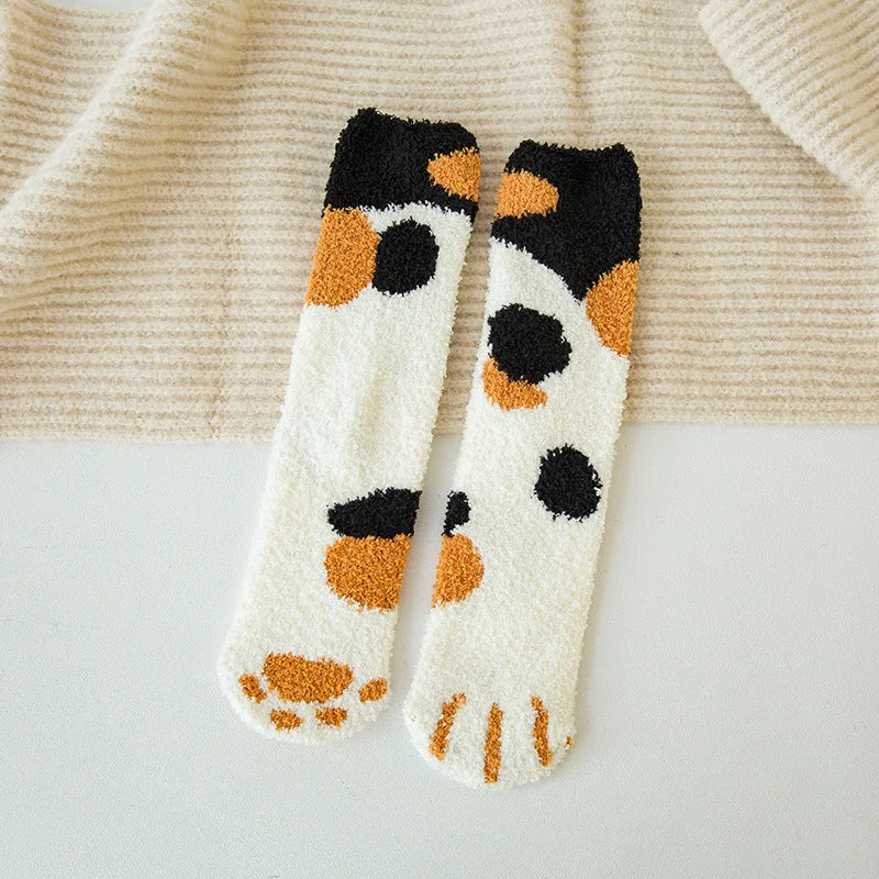 Korallensamt-Katzenkrallensocken – Verdickte Mitte