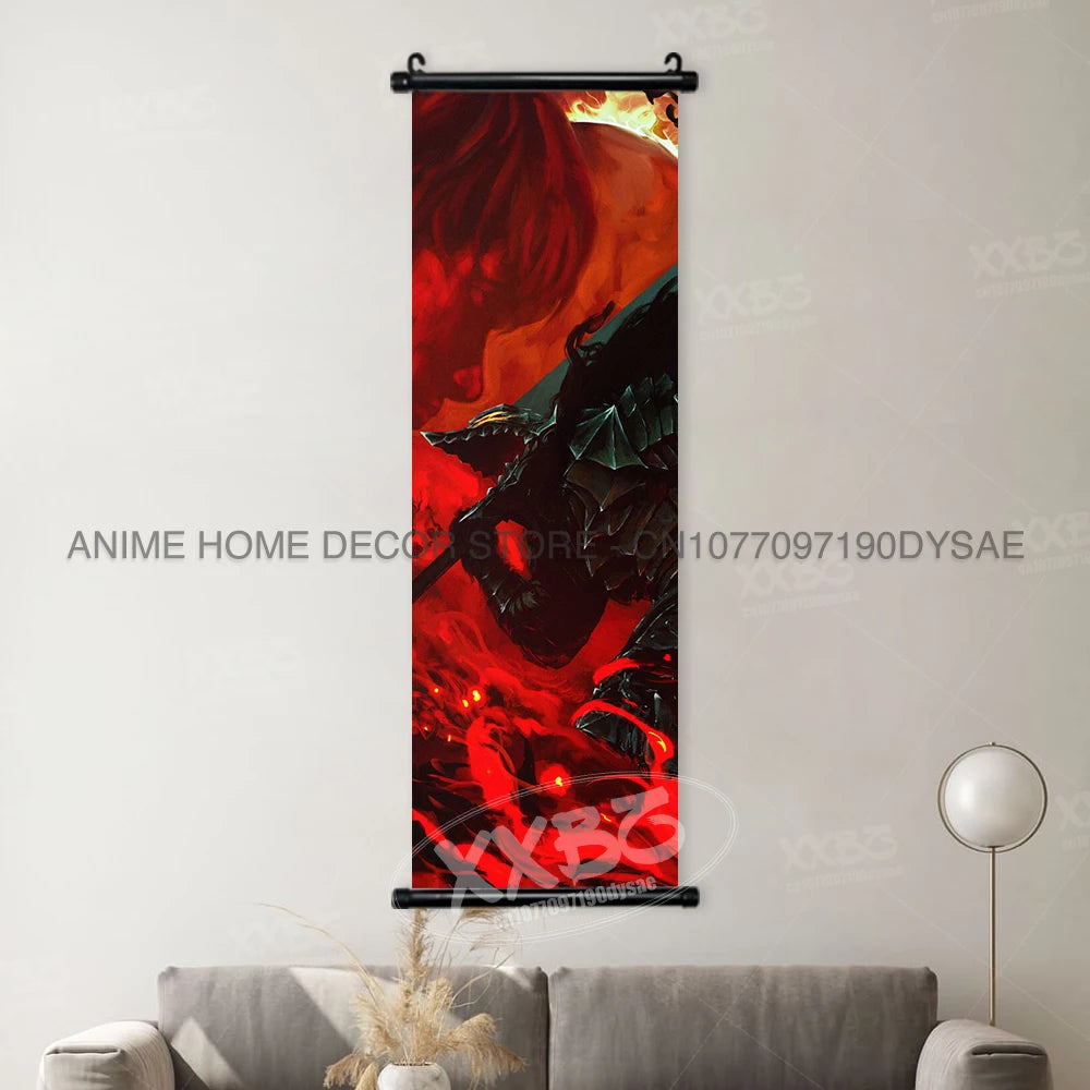 Berserk Poster Black Swordsman Wall Artwork Scrolls Anime Home Decoration