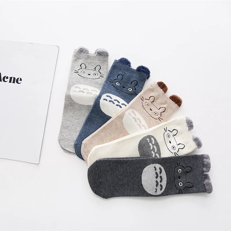5 Paar Damensocken mit Cartoon-Tieren, fröhliche, lustige Baumwollsocken, süße Socken aus Federgarn