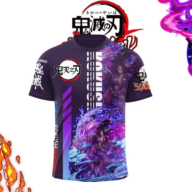 Demon Killer 3D Printed Unisex Short Sleeve T-Shirt Japanese Anime Street Fashion Breathable Top for Men