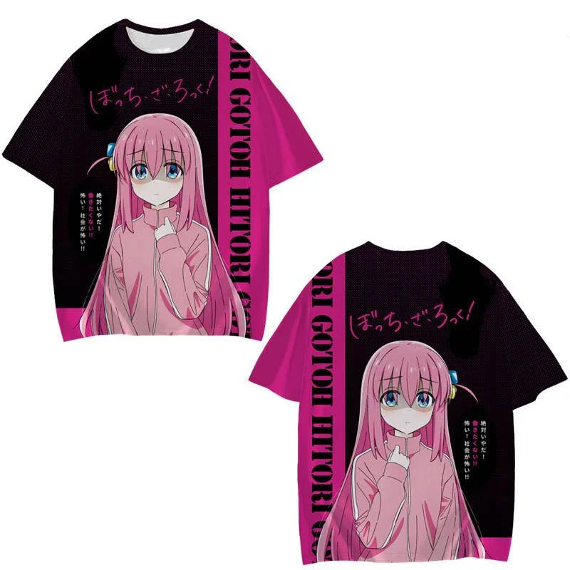 Anime Manga Bocchi The Rock 3D Print T-Shirt Unisex Short Sleeve Oversized Streetwear for Men Women Kids Fashion Clothing